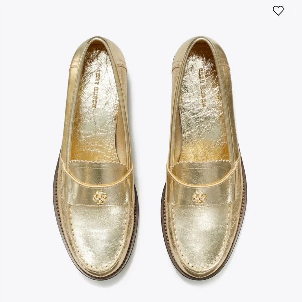 NWT Tory Burch Women’s Metallic Gold Classic Loafers, Color Spark Gold Platinum - Picture 5 of 16